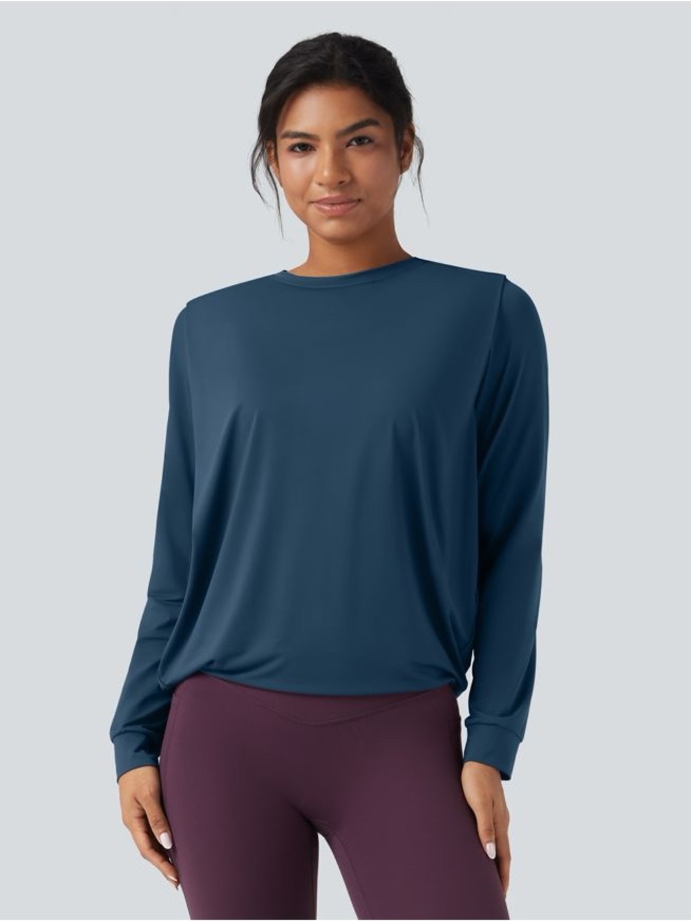 Halara Round Neck Long Sleeve Ruched Yoga Sports Top-UPF50+ Womens Size XL